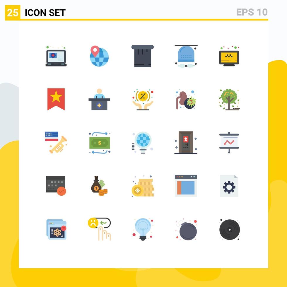 25 Universal Flat Colors Set for Web and Mobile Applications taxi online putty hat game Editable Vector Design Elements