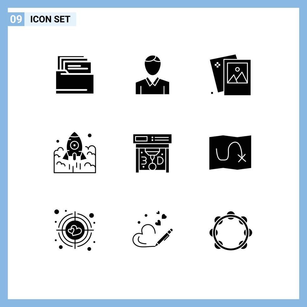 Set of 9 Modern UI Icons Symbols Signs for spaceship startup image business launch Editable Vector Design Elements