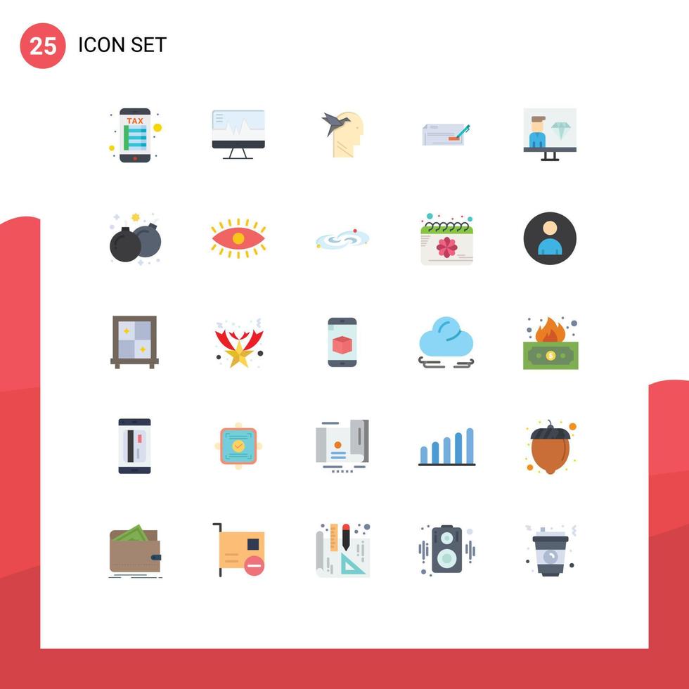 Set of 25 Modern UI Icons Symbols Signs for coding finance imaginaton business bank Editable Vector Design Elements