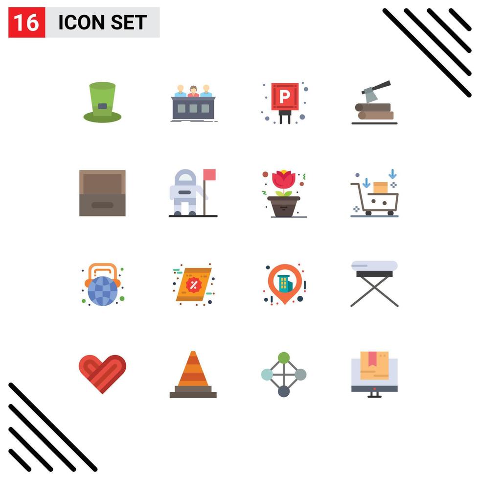 Set of 16 Commercial Flat Colors pack for archive timber jury log sign Editable Pack of Creative Vector Design Elements