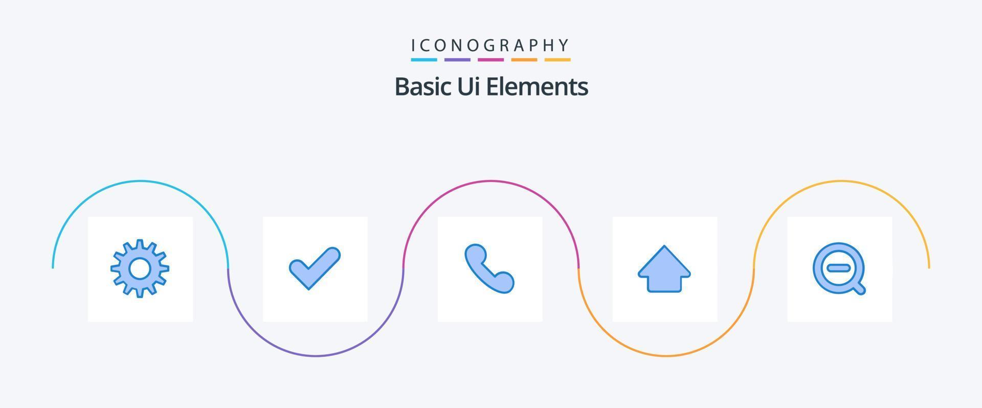 Basic Ui Elements Blue 5 Icon Pack Including delete. less. mobile. search. up vector