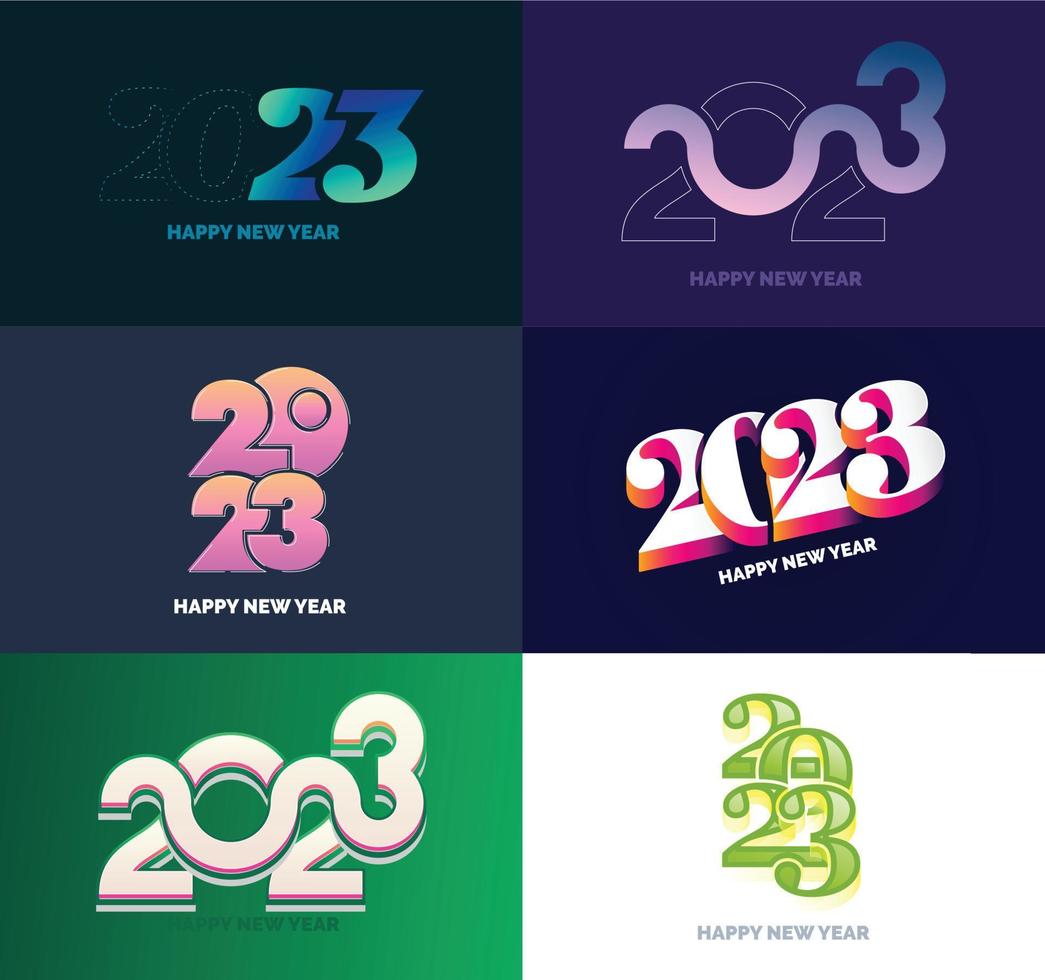 gran conjunto de 2023 feliz año nuevo diseño de texto de logotipo plantilla de diseño de número 2023 vector