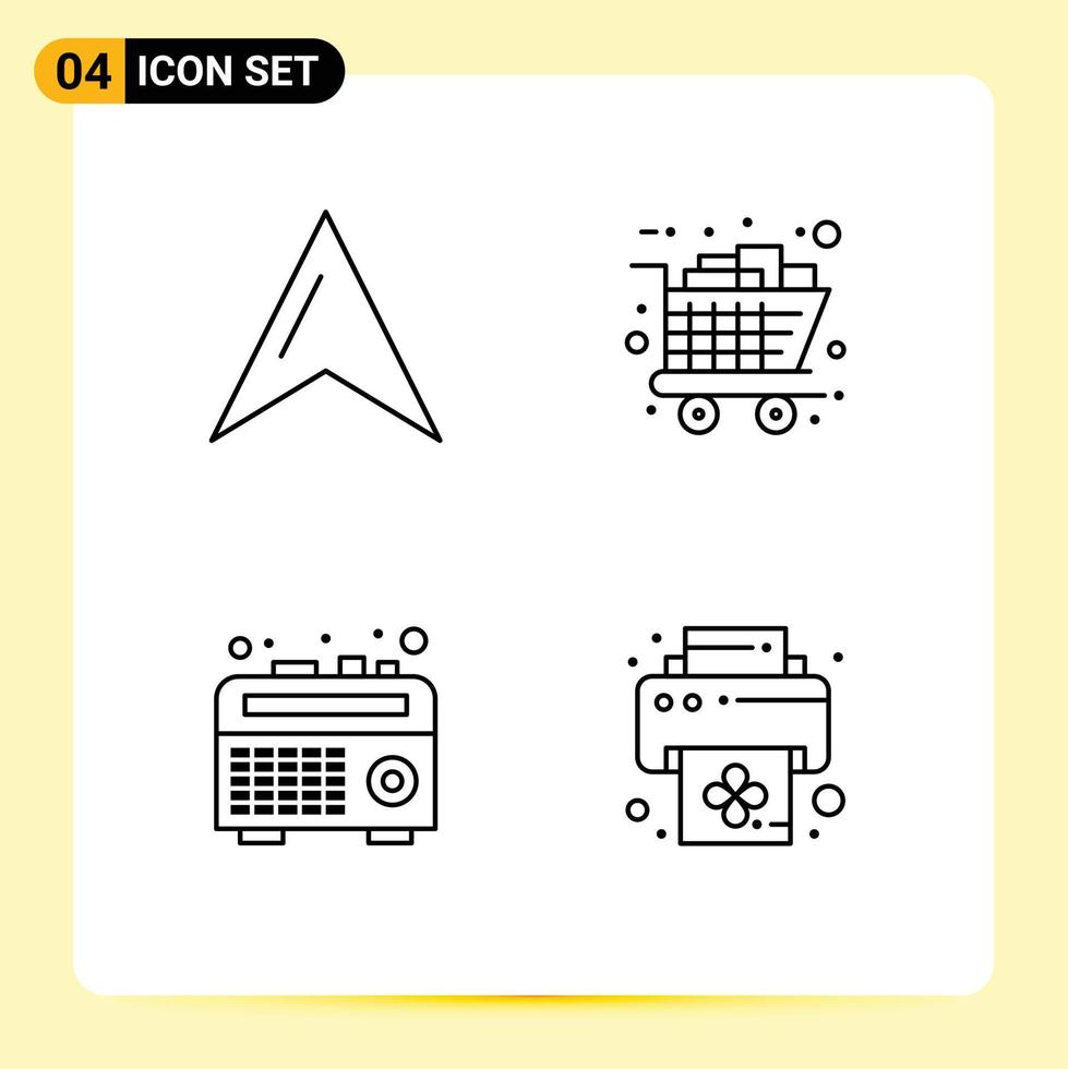 Set of 4 Vector Filledline Flat Colors on Grid for location radio gifts cart device Editable Vector Design Elements