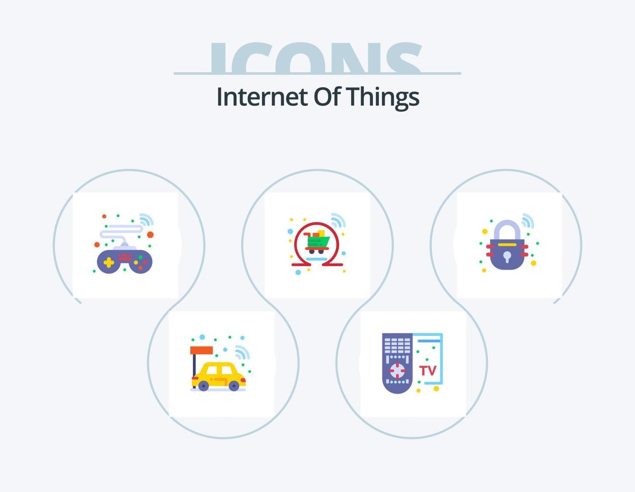 Internet Of Things Flat Icon Pack 5 Icon Design. smart. house. controls. shopping. cart vector