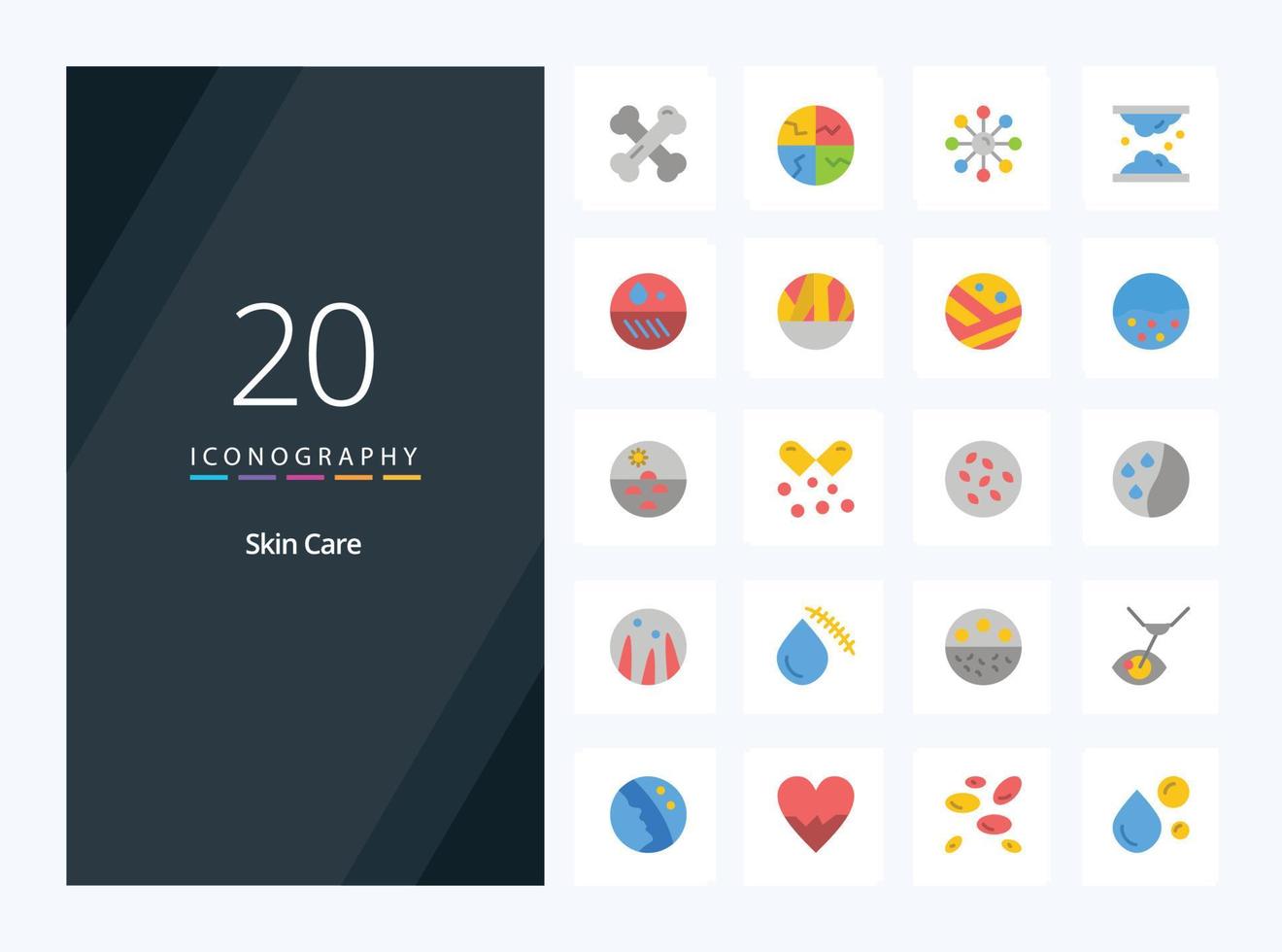 20 Skin Flat Color icon for presentation vector