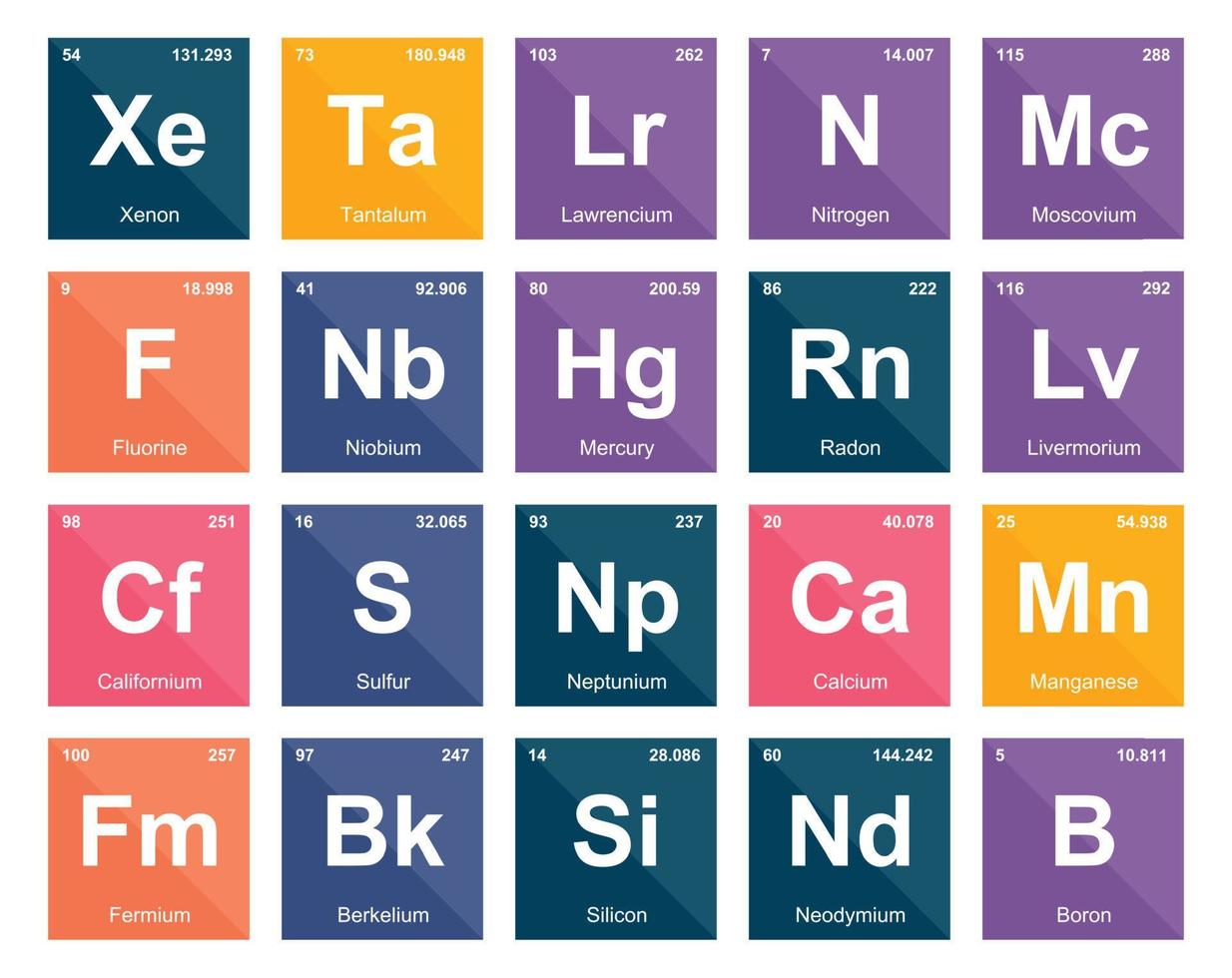 20 Preiodic table of the elements Icon Pack Design vector
