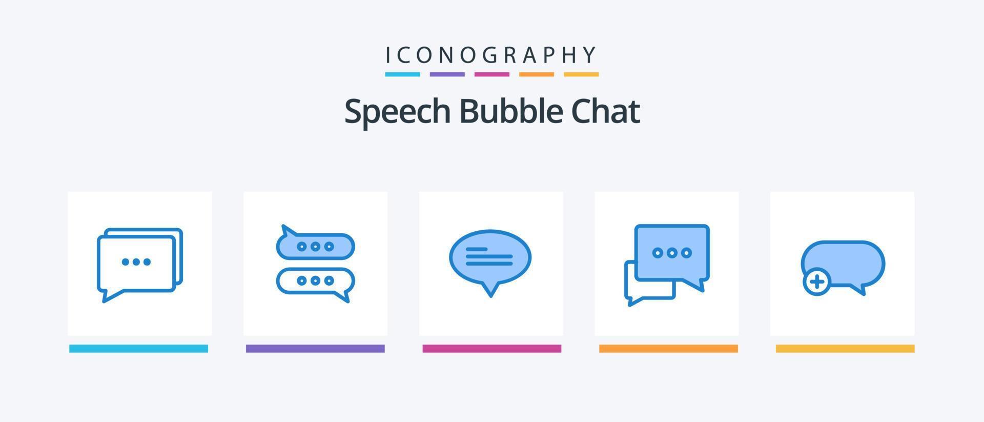 Chat Blue 5 Icon Pack Including add. comment. conversation. chat. messages. Creative Icons Design vector