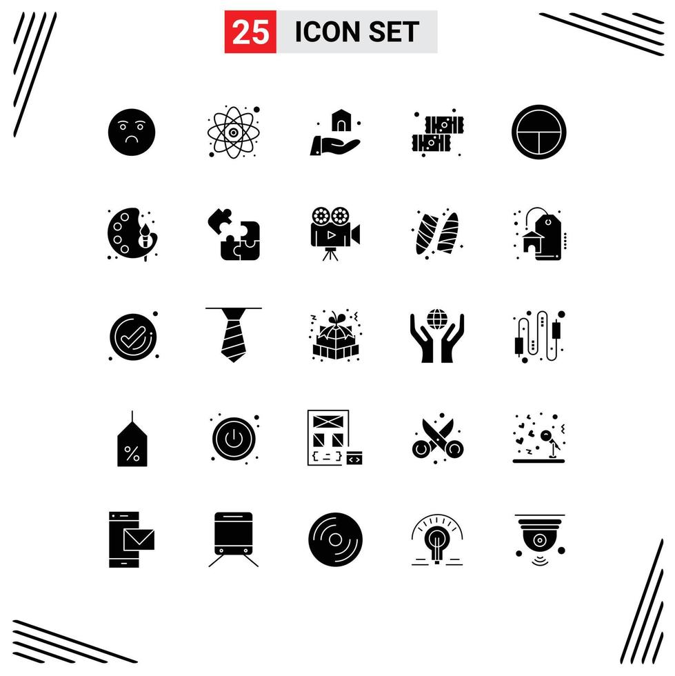 Set of 25 Commercial Solid Glyphs pack for military army building sweets dessert Editable Vector Design Elements