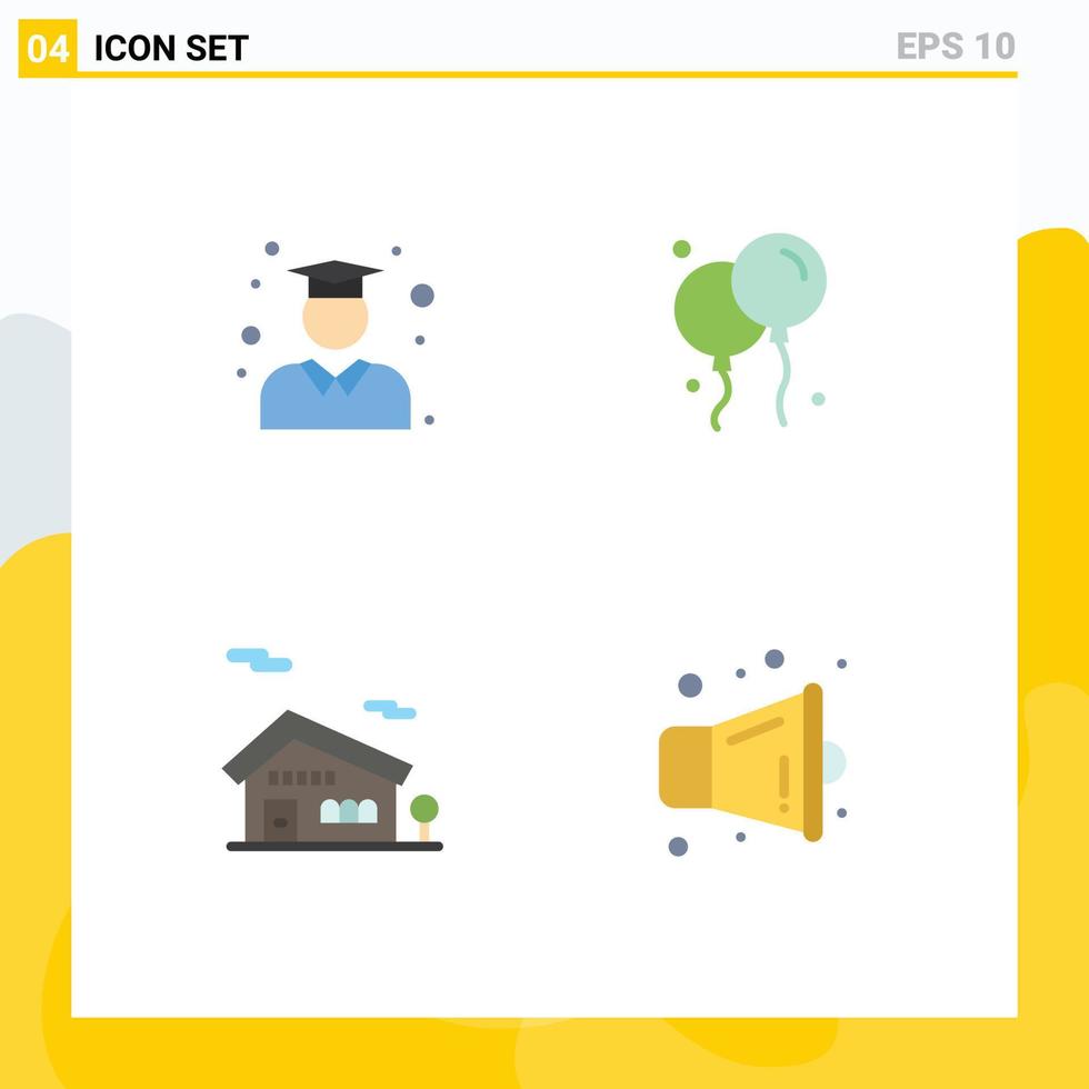 User Interface Pack of 4 Basic Flat Icons of education house school ireland multimedia Editable Vector Design Elements