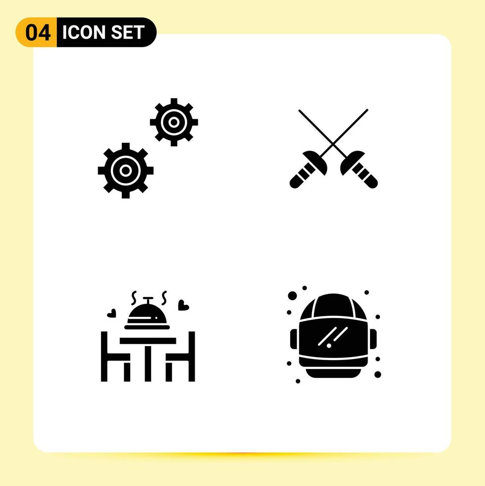 4 Creative Icons Modern Signs and Symbols of controls plate fencing dinner helmet Editable Vector Design Elements