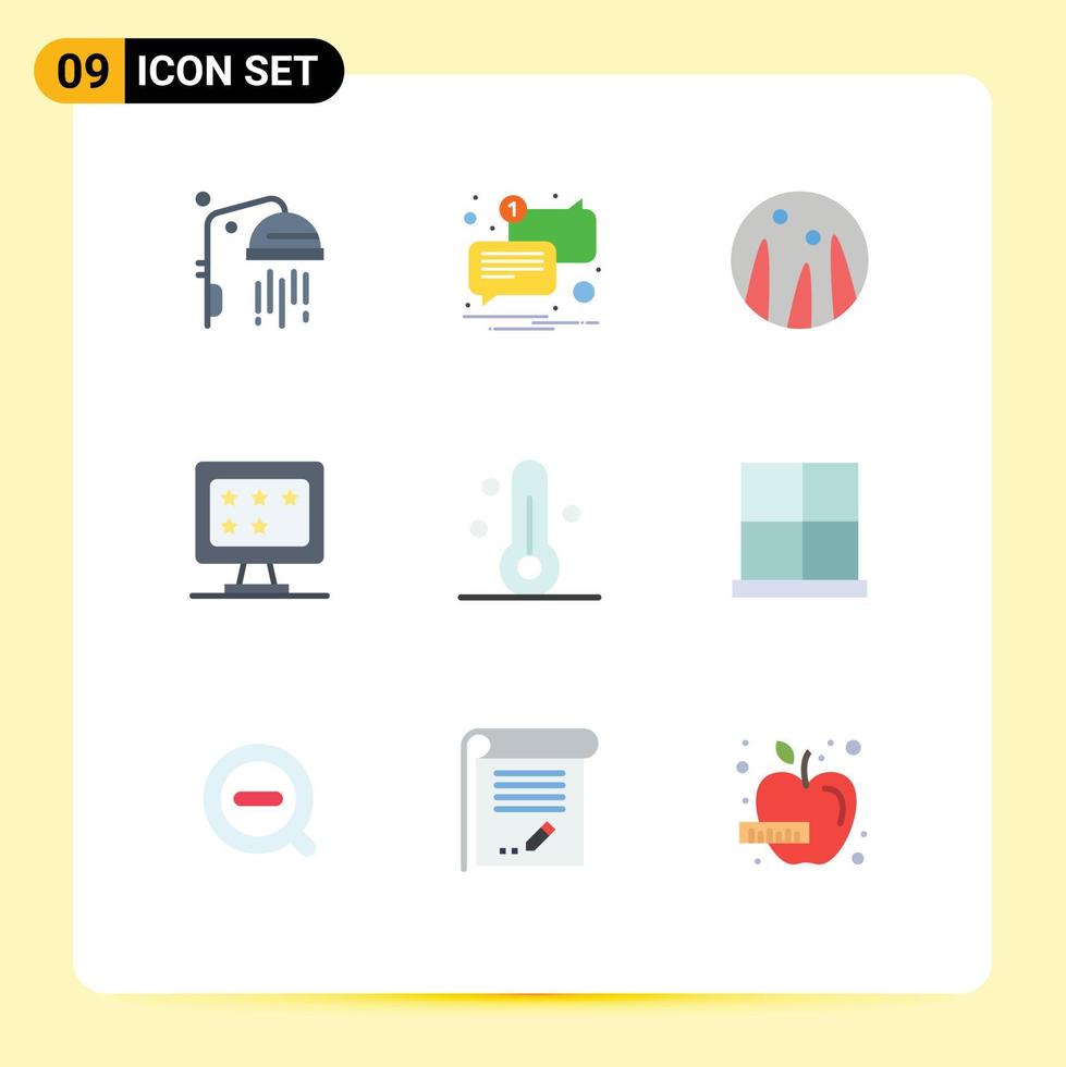 Flat Color Pack of 9 Universal Symbols of weather temperature hair therapy nature rate Editable Vector Design Elements