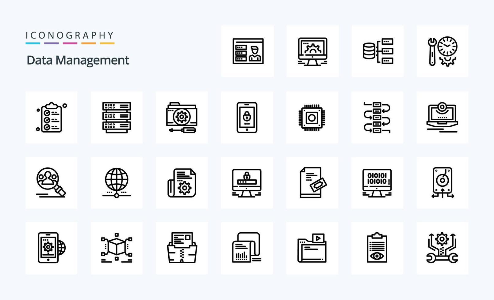 25 Data Management Line icon pack vector