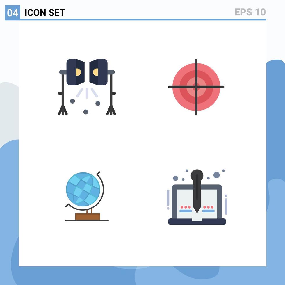 Modern Set of 4 Flat Icons and symbols such as illumination point studio lightning goal office Editable Vector Design Elements