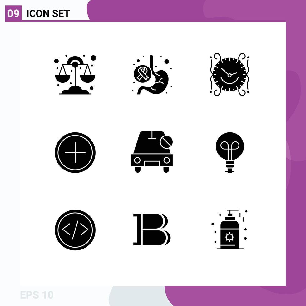 9 Solid Glyph concept for Websites Mobile and Apps plus create clock circle home Editable Vector Design Elements