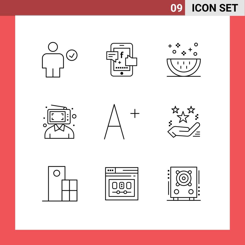 Modern Set of 9 Outlines and symbols such as man customer digital content meal Editable Vector Design Elements