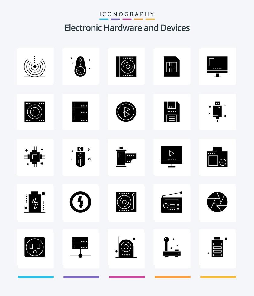 Creative Devices 25 Glyph Solid Black icon pack  Such As mobile. cellphone. tracked. card. digital vector