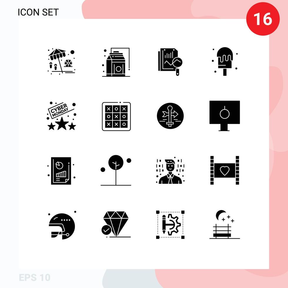 Set of 16 Modern UI Icons Symbols Signs for discount rating file summer cream Editable Vector Design Elements