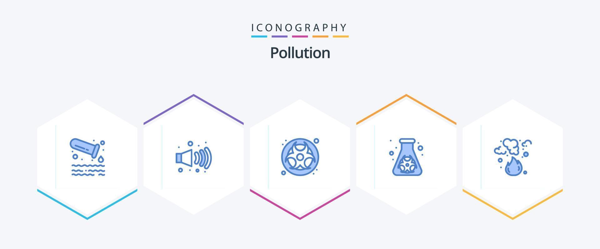 Pollution 25 Blue icon pack including garbage. burn. hazard. waste. hazard vector