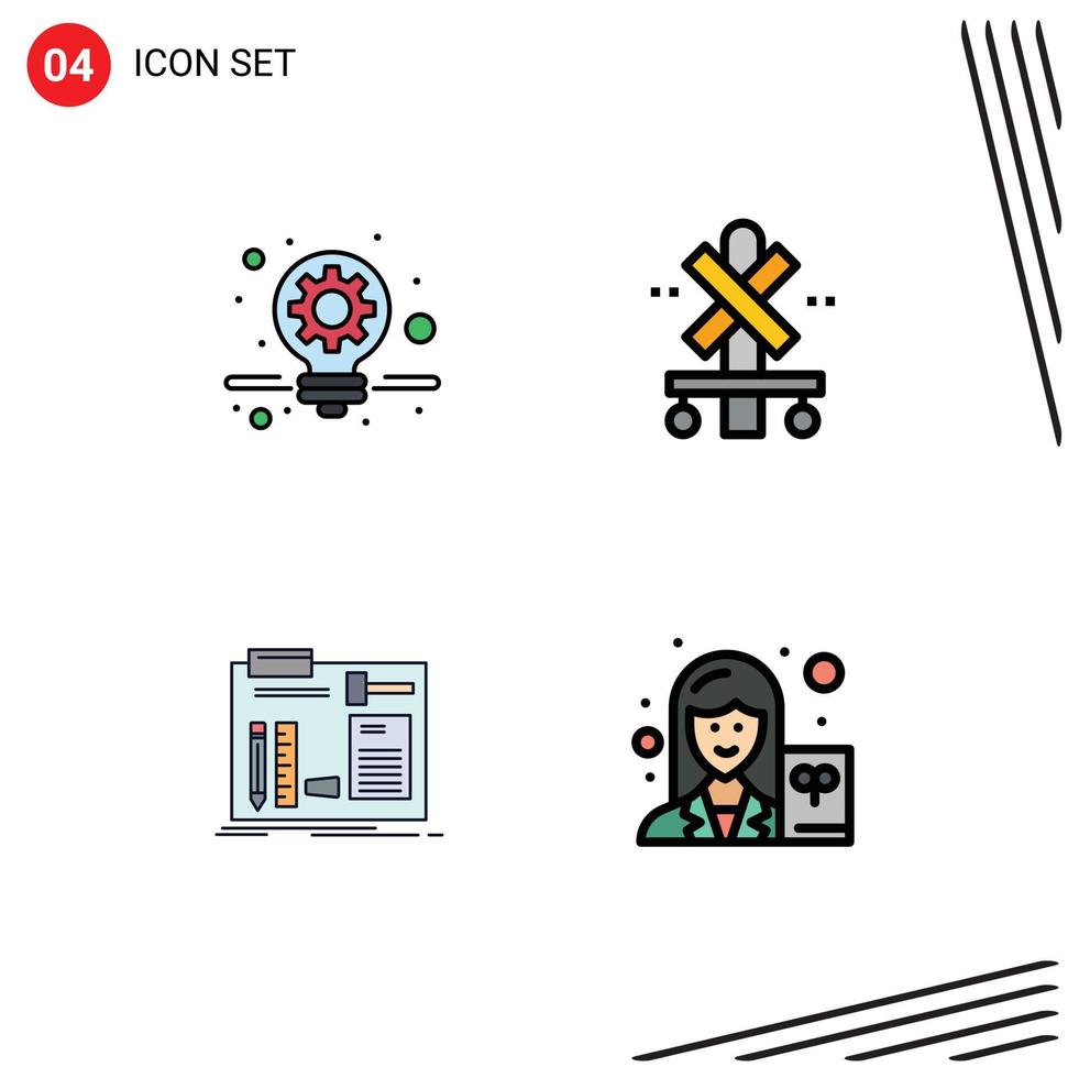 4 iconos creativos signos y símbolos modernos de negocios diy taller de tren cruzado elementos de diseño vectorial editables vector