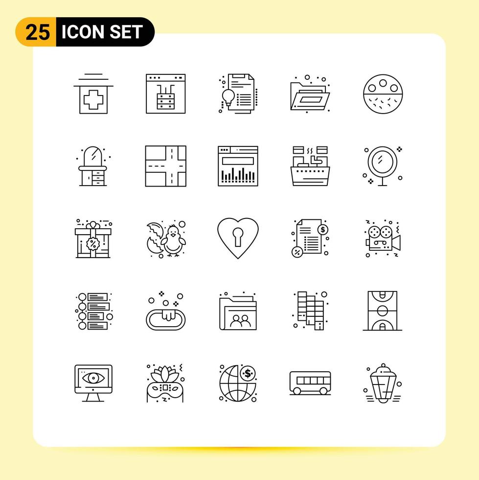 Stock Vector Icon Pack of 25 Line Signs and Symbols for mineral bone certificate storage files Editable Vector Design Elements