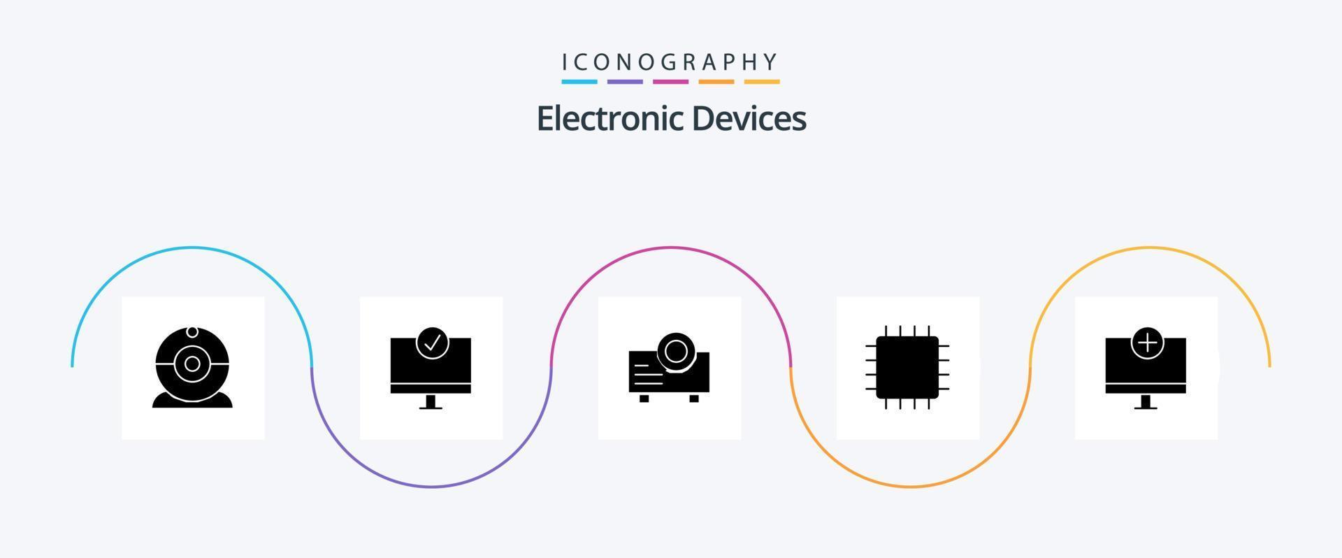 Devices Glyph 5 Icon Pack Including computers. hardware. device. gadget. computers vector