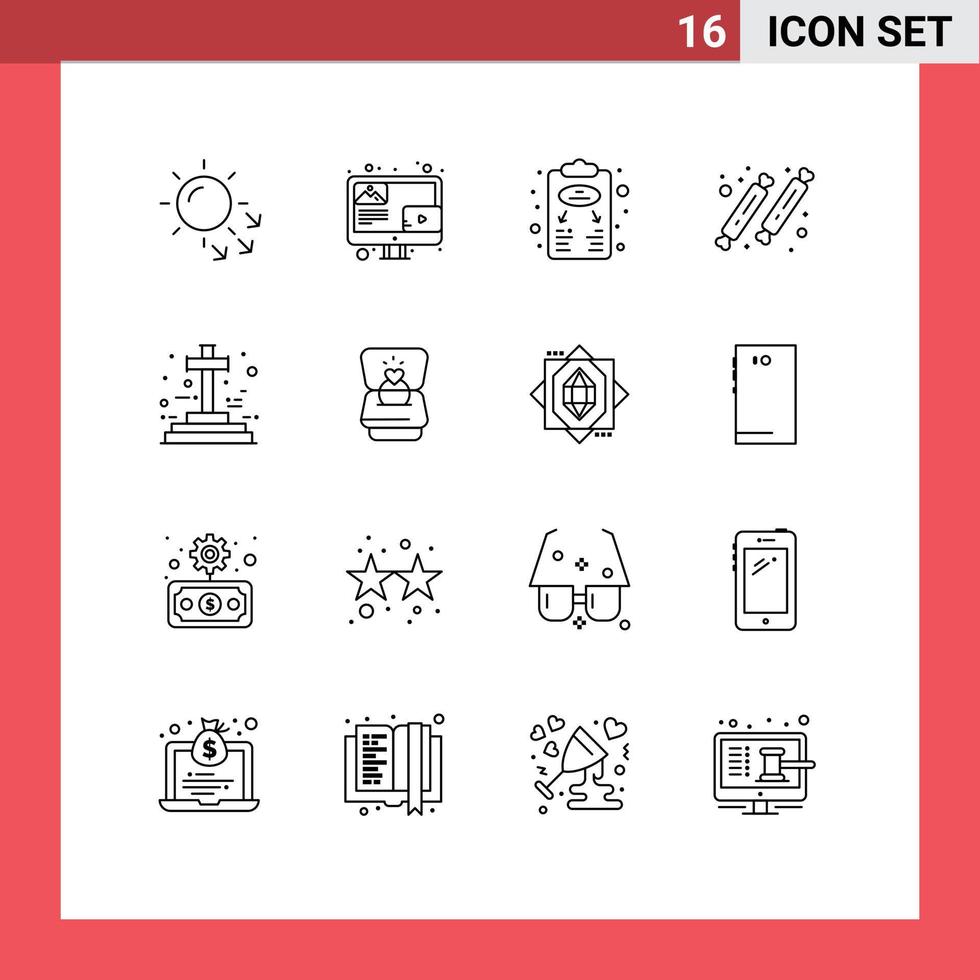 16 Thematic Vector Outlines and Editable Symbols of sweet party business plan food scheme Editable Vector Design Elements