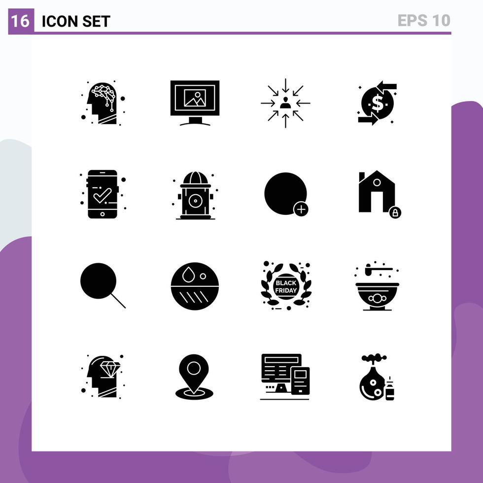 16 Solid Glyph concept for Websites Mobile and Apps mobile access approved choose investment chargeback Editable Vector Design Elements