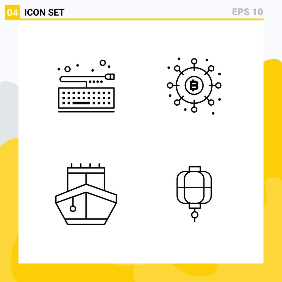 Set of 4 Modern UI Icons Symbols Signs for board sail keypad finance transportation Editable Vector Design Elements