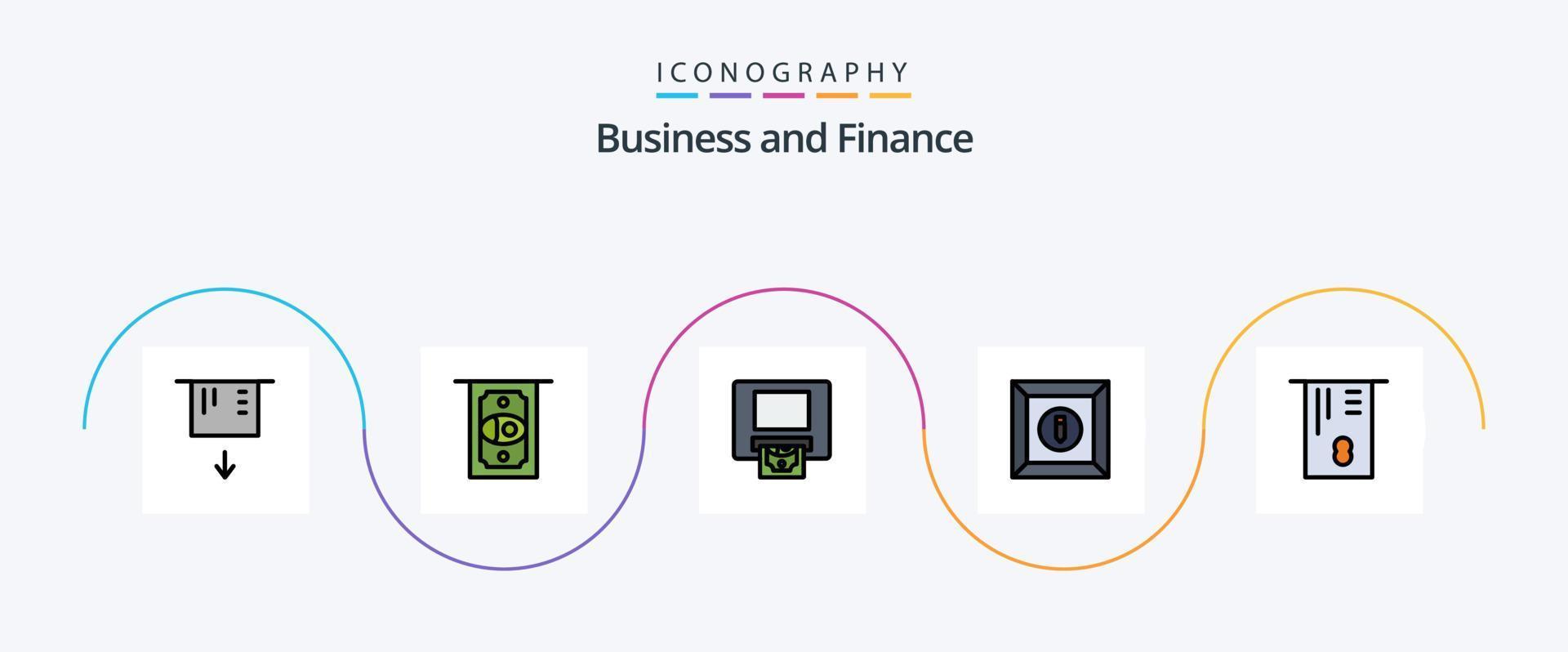 Finance Line Filled Flat 5 Icon Pack Including . product. vector