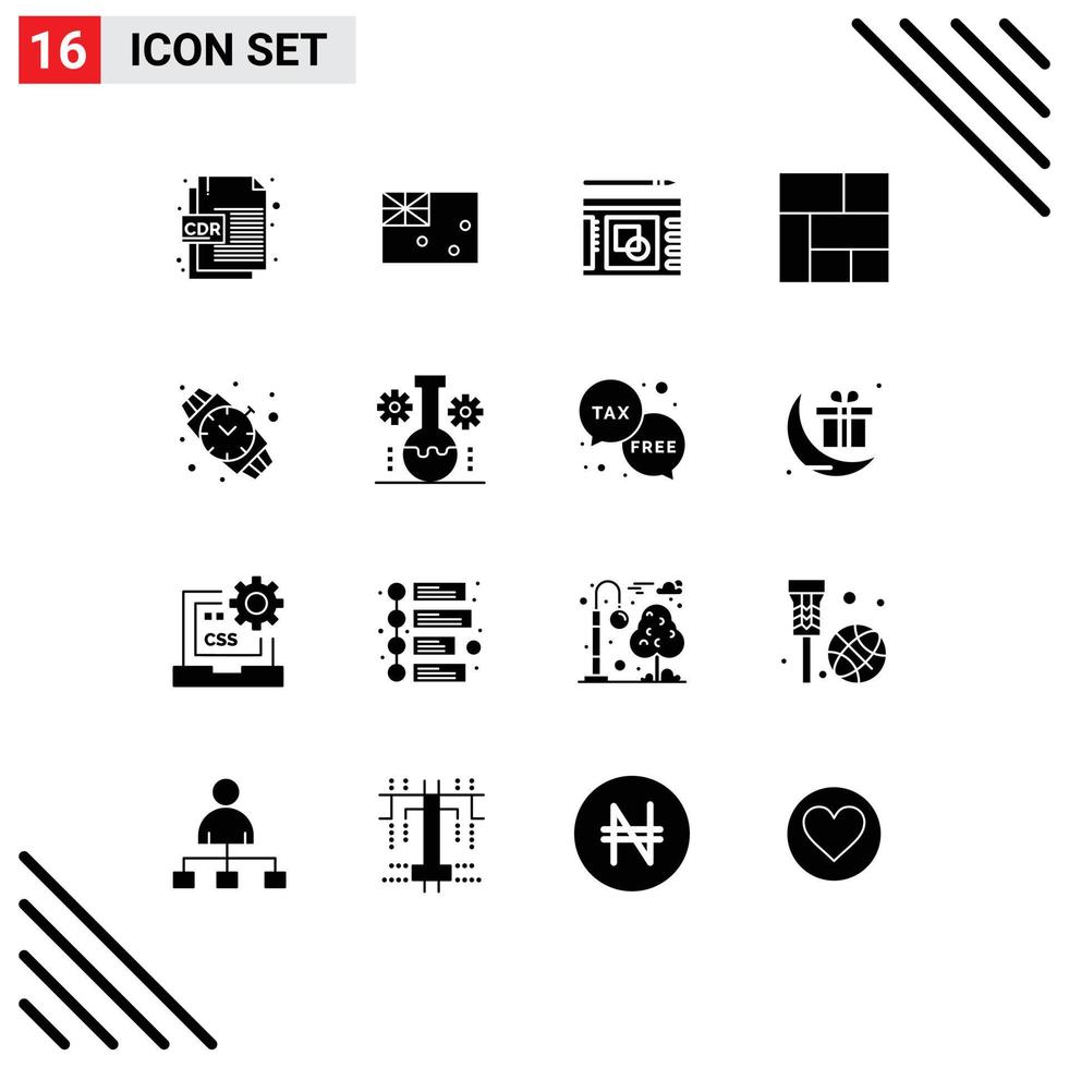 16 Creative Icons Modern Signs and Symbols of jewelry hand watch graph section golden Editable Vector Design Elements