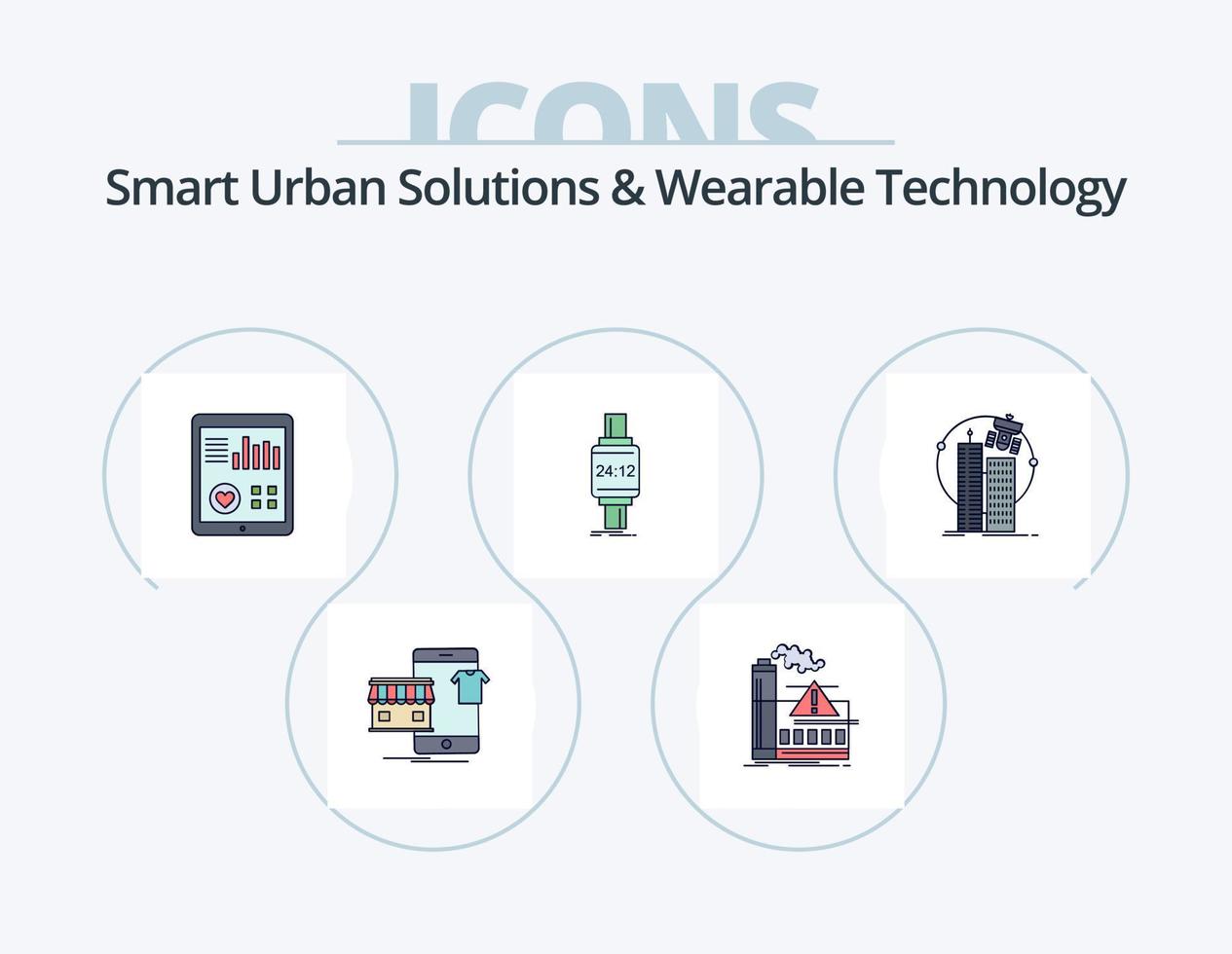 Smart Urban Solutions And Wearable Technology Line Filled Icon Pack 5 Icon Design. cyber. ar. pulse. concept. ubiquitous vector