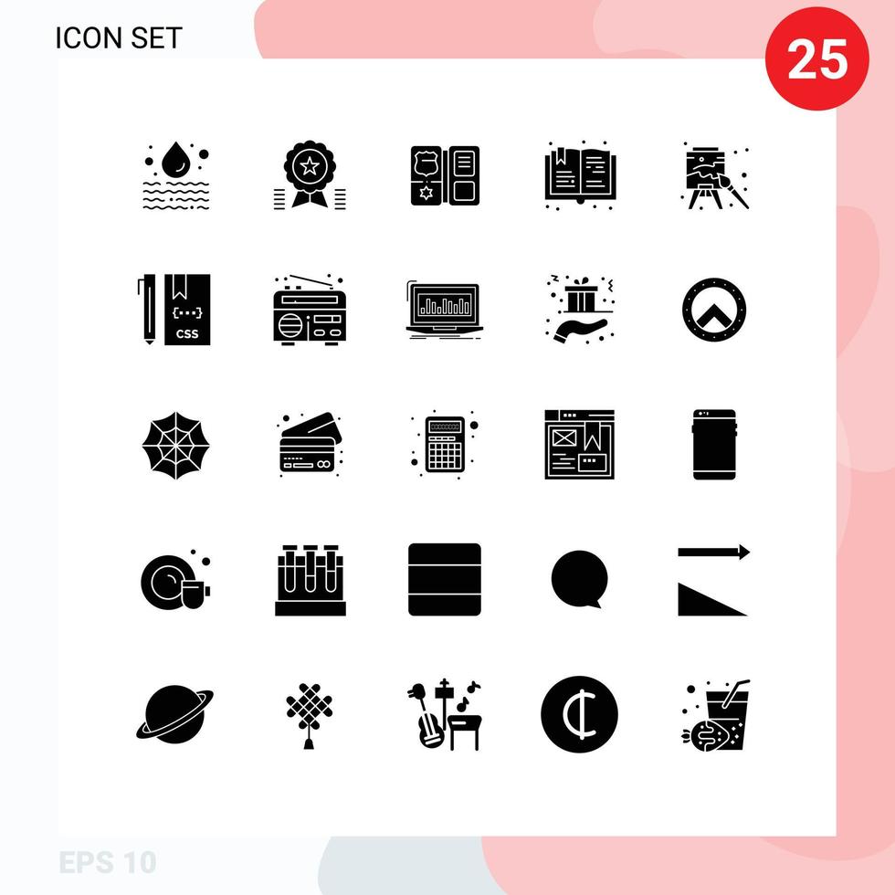 Set of 25 Modern UI Icons Symbols Signs for easel hobbies ribbon read star Editable Vector Design Elements
