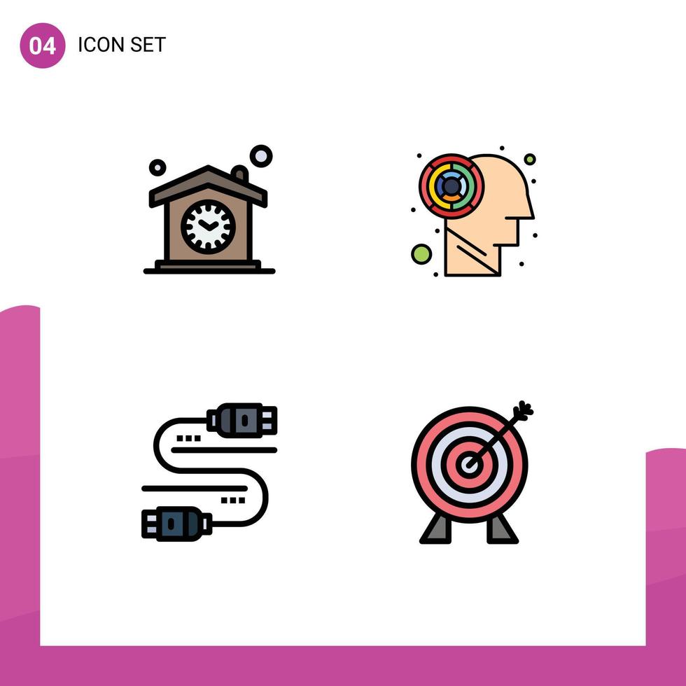 Set of 4 Modern UI Icons Symbols Signs for home sata clock maze share Editable Vector Design Elements