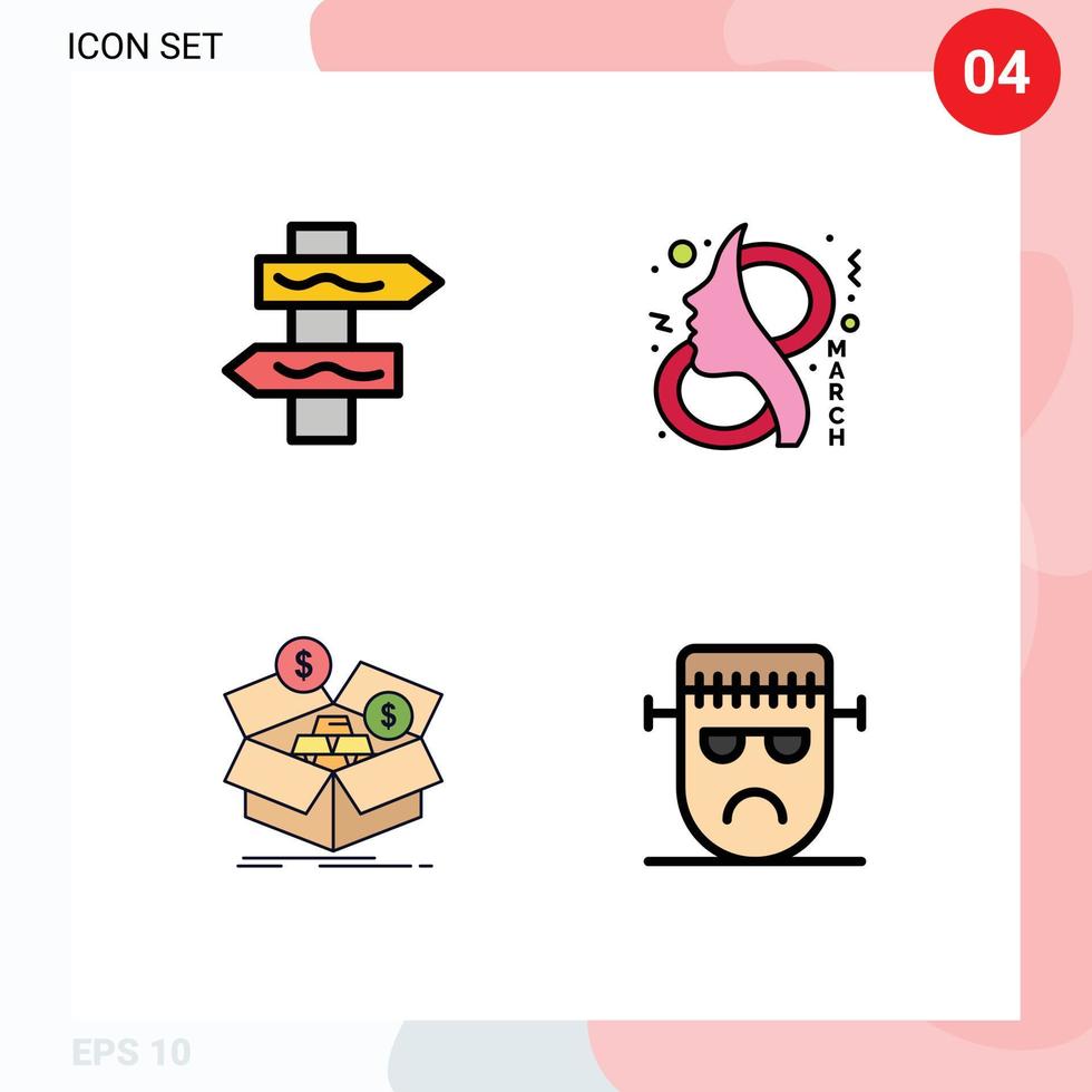 Set of 4 Modern UI Icons Symbols Signs for index box ay symbol money Editable Vector Design Elements
