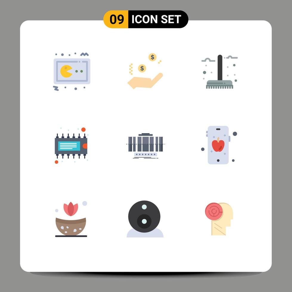 conjunto de 9 iconos de interfaz de usuario modernos signos de símbolos para elementos de diseño de vector editables de componente de signo de dispositivo ic jardín