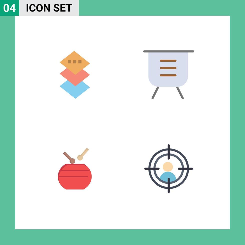 paquete de iconos planos de 4 símbolos universales de diseño celebración tablero rendimiento elementos de diseño vectorial editables chinos vector