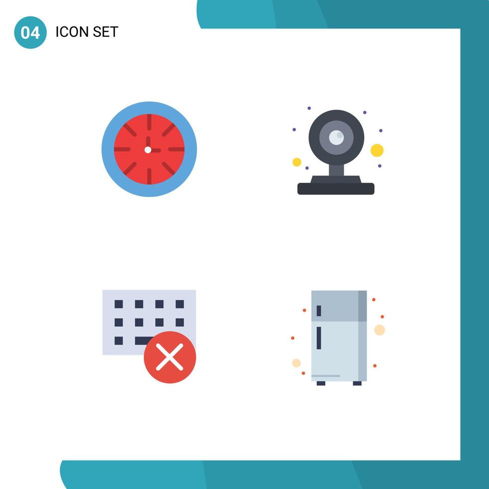 Set of 4 Commercial Flat Icons pack for watch devices global webcam hardware Editable Vector Design Elements