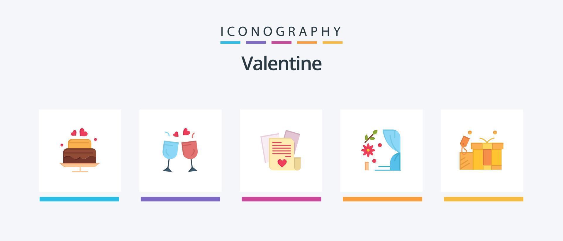 Valentine Flat 5 Icon Pack Including love. love. glass. day. valentine. Creative Icons Design vector