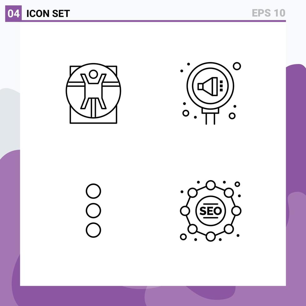 Stock Vector Icon Pack of 4 Line Signs and Symbols for virtruvian app scane public ui Editable Vector Design Elements