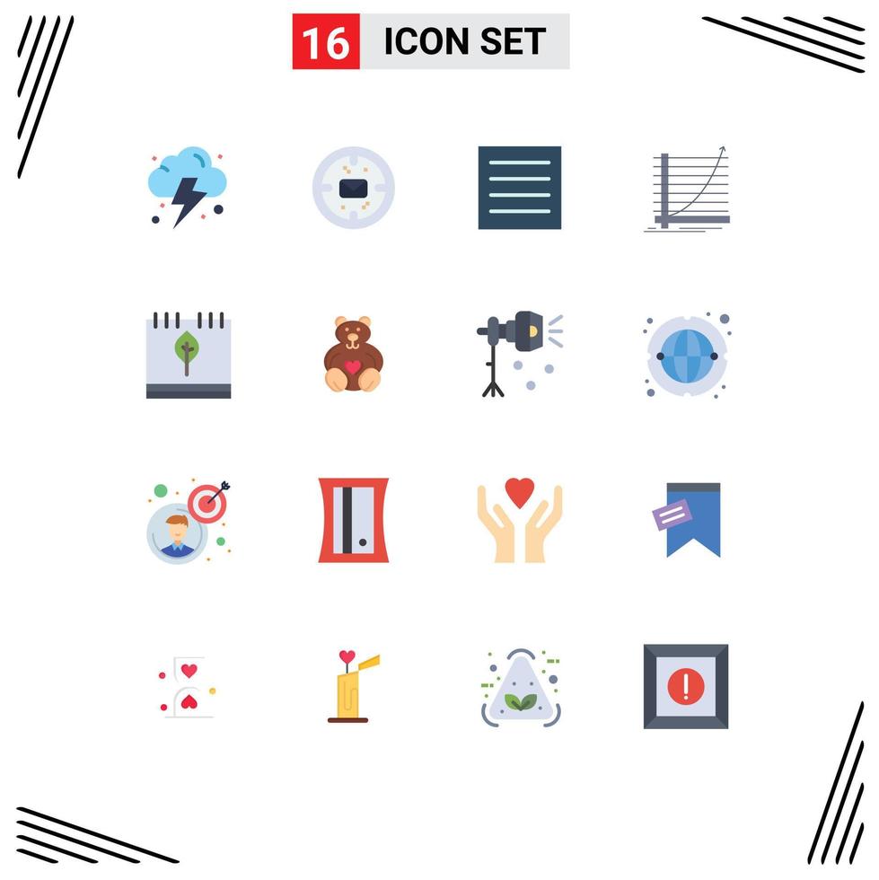 16 Universal Flat Color Signs Symbols of calendar goal clothing experience chart Editable Pack of Creative Vector Design Elements