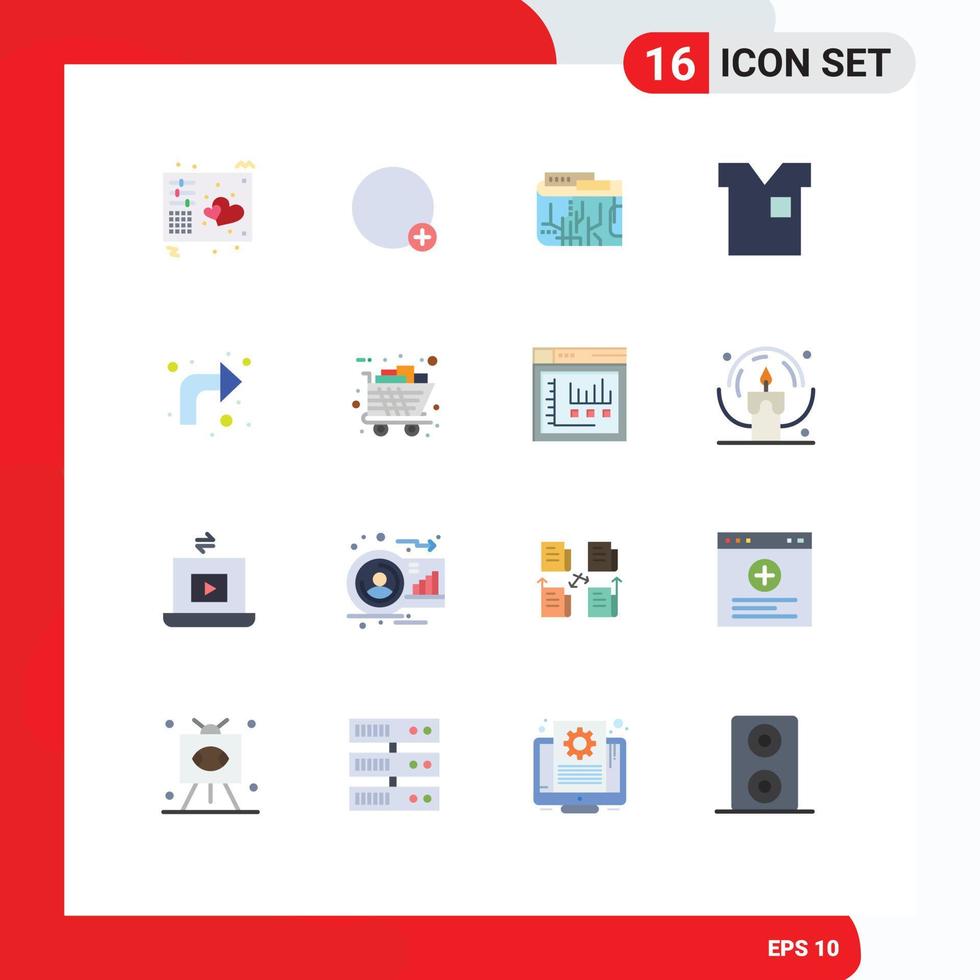 16 User Interface Flat Color Pack of modern Signs and Symbols of shirt clothing ui clothes internet Editable Pack of Creative Vector Design Elements