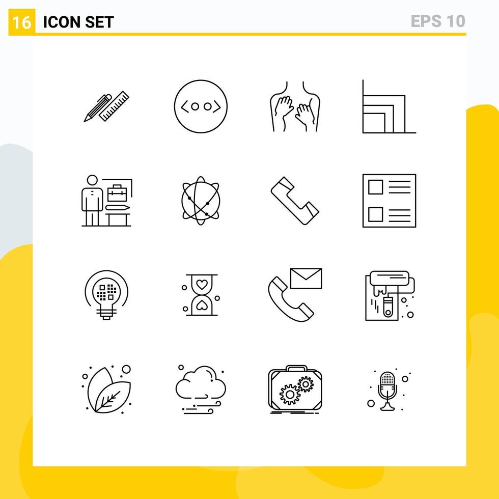 16 Universal Outline Signs Symbols of finance chart html business spa Editable Vector Design Elements