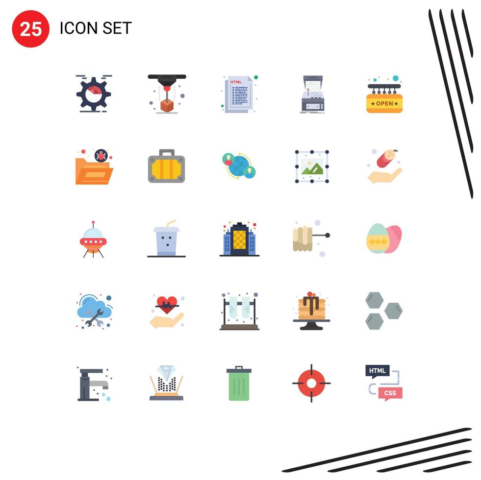 Modern Set of 25 Flat Colors Pictograph of machine console laser arcade web Editable Vector Design Elements