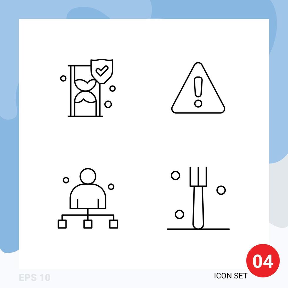 Universal Icon Symbols Group of 4 Modern Filledline Flat Colors of time glass captain shield warning director Editable Vector Design Elements