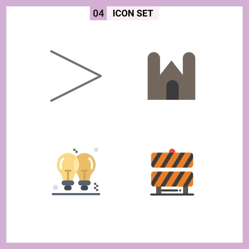 Modern Set of 4 Flat Icons and symbols such as arrow idea castle fortress light bulb Editable Vector Design Elements