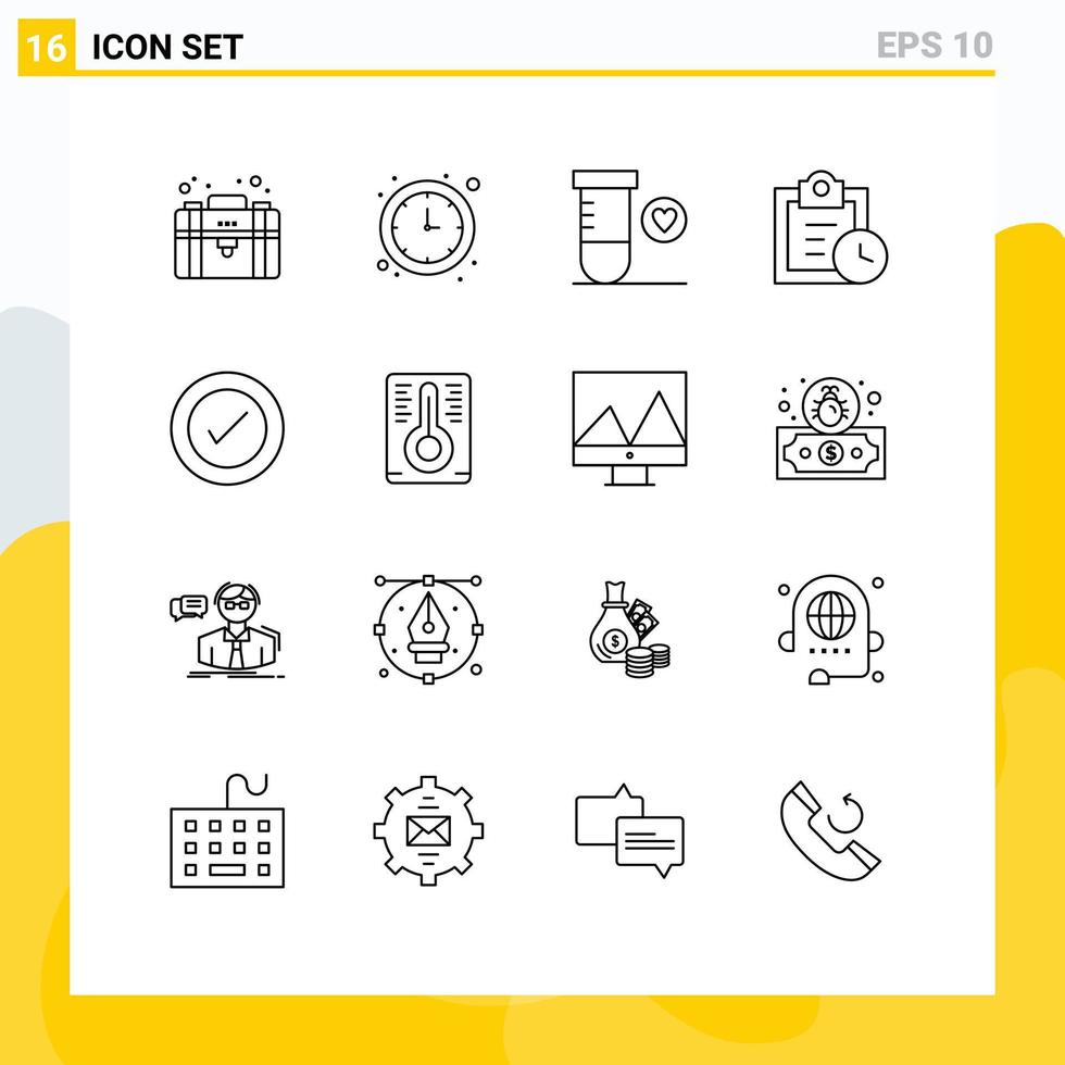 Group of 16 Modern Outlines Set for wireframe ui heart layout tasks Editable Vector Design Elements