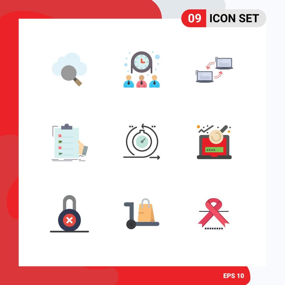 Modern Set of 9 Flat Colors Pictograph of agile list connection expertise checklist Editable Vector Design Elements