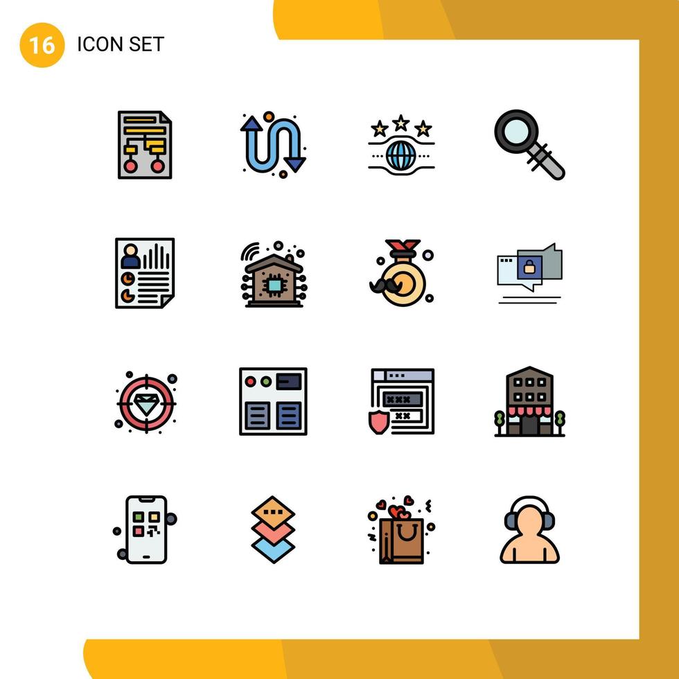 Set of 16 Vector Flat Color Filled Lines on Grid for page data belt search find Editable Creative Vector Design Elements