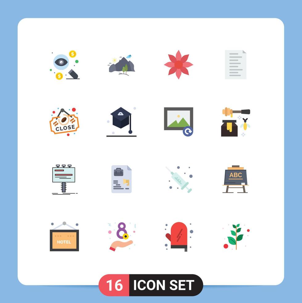 Set of 16 Modern UI Icons Symbols Signs for website code mountain nature clematis Editable Pack of Creative Vector Design Elements