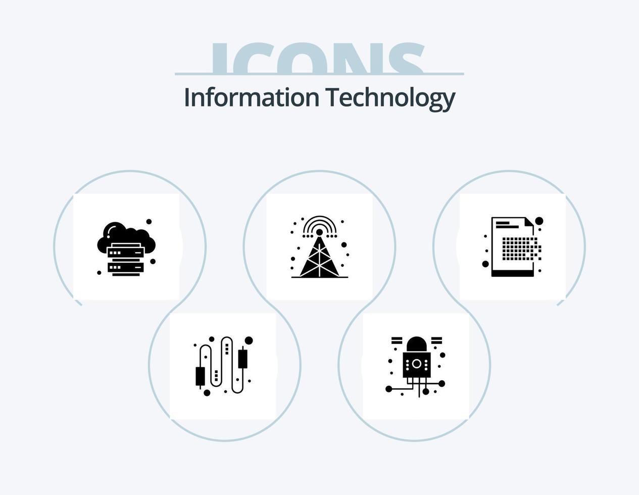 paquete de iconos de glifos de tecnología de la información 5 diseño de iconos. torre. celular. seguridad. radiodifusión. Internet vector